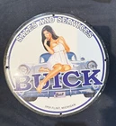 VINTAGE BUICK PINUP GIRL PORCELAIN GAS OIL SALES SERVICE STATION PUMP PLATE SIGN