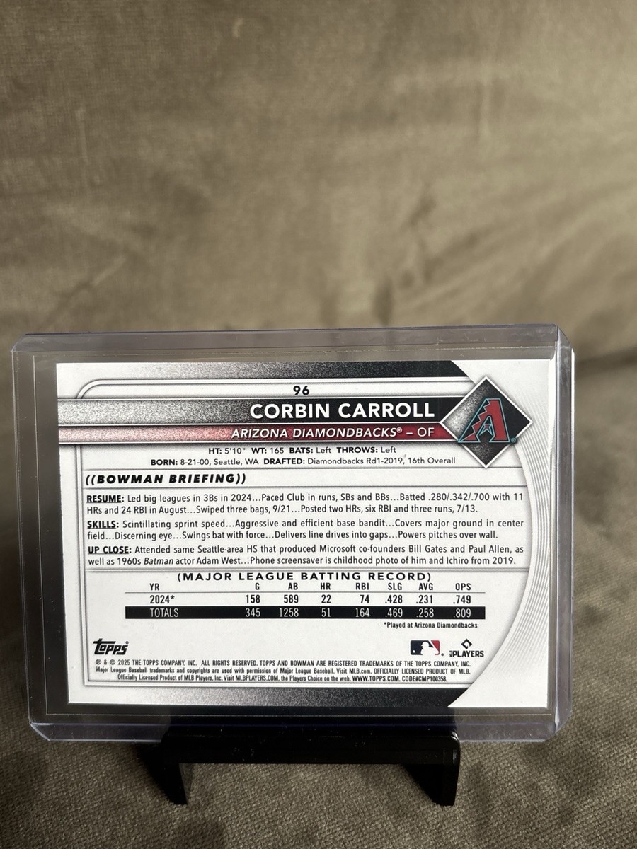 2025 Bowman Corbin Carroll Green Pattern Parallel /99 #96 Arizona