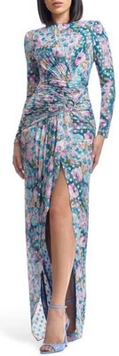 Dress The Population Capri Multi Romera Metallic Floral Print Gown Size XXL $368