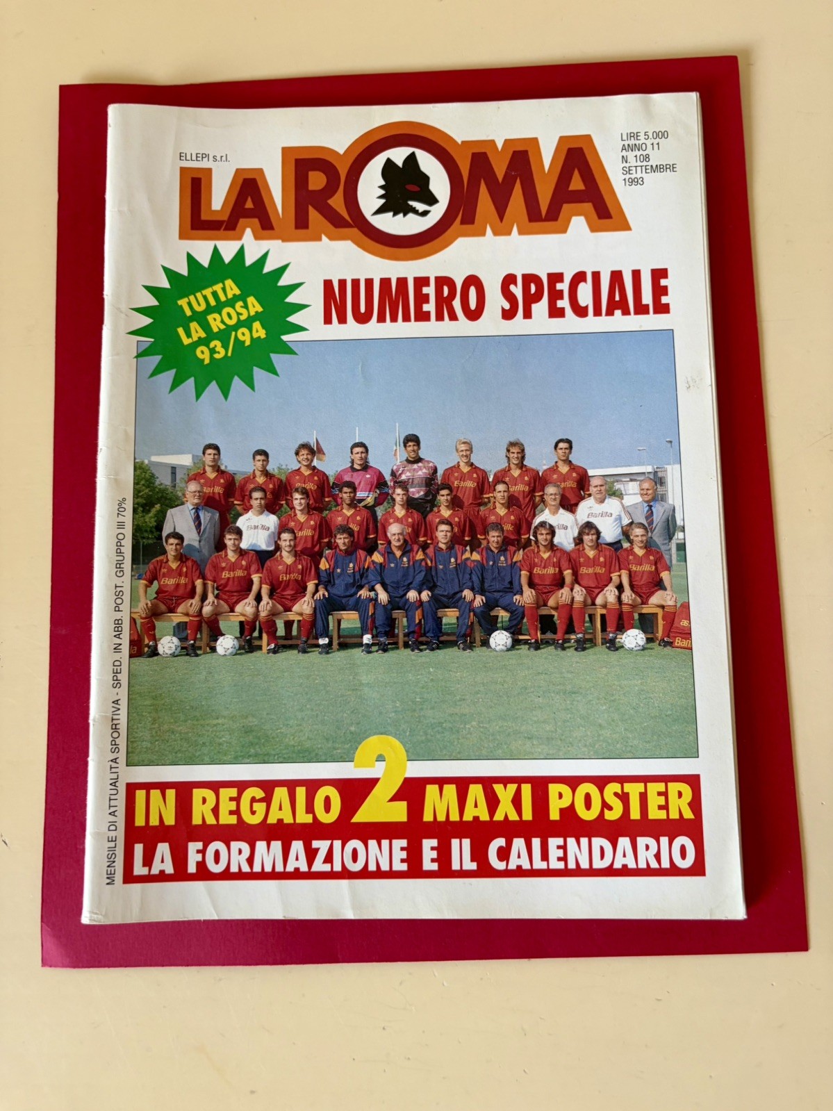 Rivista Giornale As la Roma settembre 1993 Totti