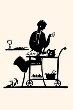 Homemaker takes items from a serving cart Maxfield Parrish Poster Print