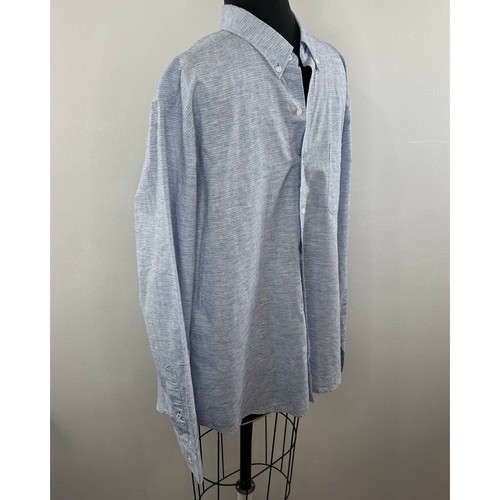 J. McLaughlin Blue Cotton-Linen Blend Button-Down Modern Fit Shirt Men's Size XL - Picture 3 of 7