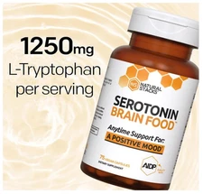 NATURAL STACKS Serotonin Brain Food w/L-Tryptophan & Rhodiola Rosea-Mood Support