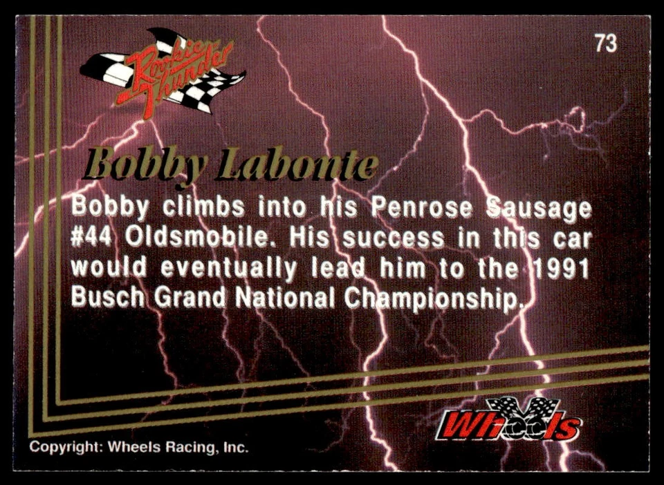 Bobby Labonte 1993 Wheels Rookie Thunder #73 Labonte Motorsports - Image 2 of 2
