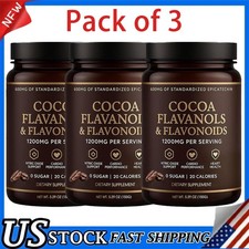 3 Pack High Flavanol Cocoa Powder Flavonoids Supplements Energy Boost 1200mg USA
