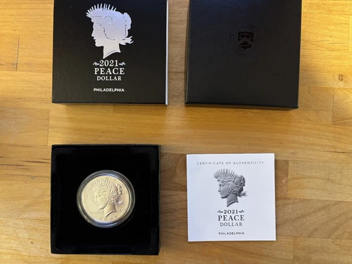 2021 (P) PEACE DOLLAR Proof .999 Silver UNCIRC COA OGP .859 troy oz.