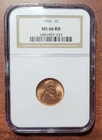 1956 Lincoln Wheat Cent NGC MS 66 RD Certified BU UNC