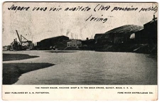 The Power House Machine Shop & 75 Ton Dock Crane Quincy MA Fore River Postcard