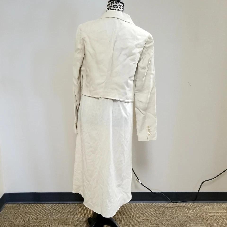 Brunello Cucinelli Women's Beige Silk Long Jacket Lightweight Sz 46 - Image 3 of 4