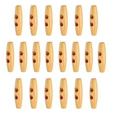 20pcs Wooden Toggle Buttons 50mm 2-Hole Wood Olive Sewing Button, Beige