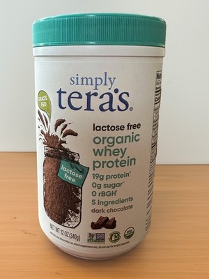 Simply Tera's Lactose Free Organic Whey Protein Dark Chocolate 12oz Grass Fed
