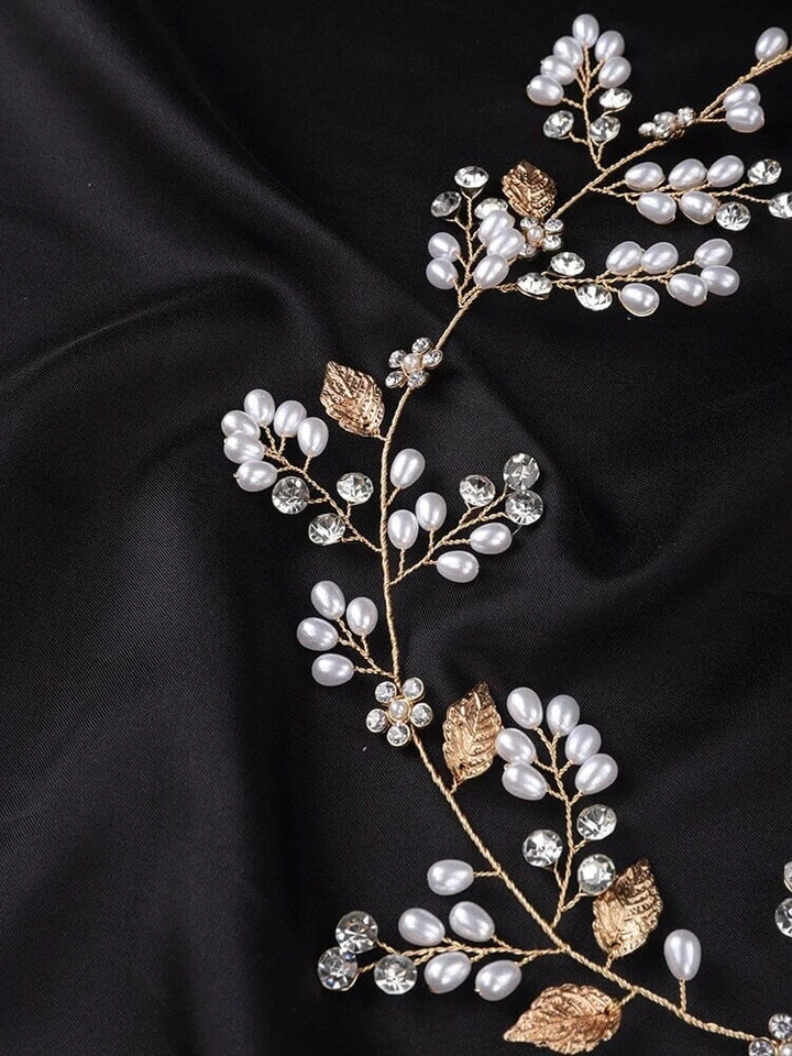 Wedding 4 PC Pearl Hair Vine and Hairpin Set, Wire Headband & 3 Bridal Hairpins - Image 4 of 4