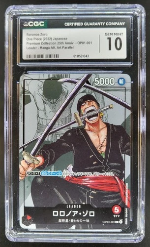 2022 ONE PIECE JP RORONOA ZORO LEADER MANGA ALT ART 25TH OP01-001 CGC 10 D PT