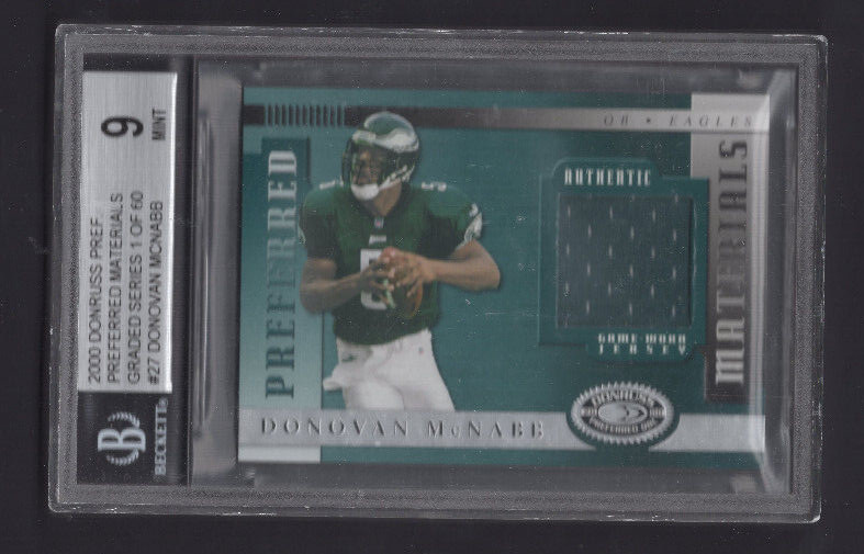 2000 DONRUSS PREFERRED QBC MATERIALS JERSEY BGS GRADED 1/60 DONOVAN MCNABB SP