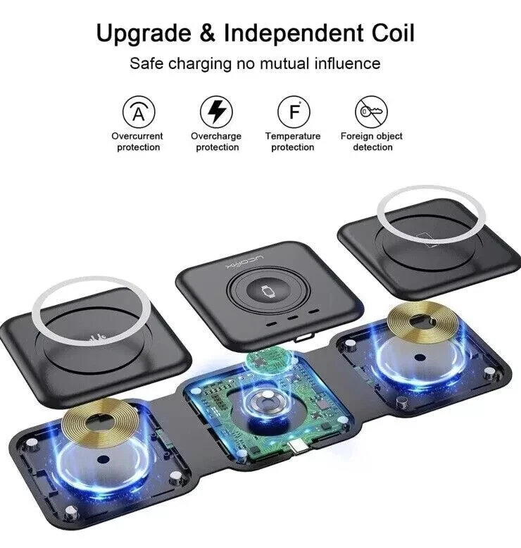 3合1便携式磁性无线充电器适用于iPhone/iWatch /AirPods 2,3,Pro — 第 3/4 张图片