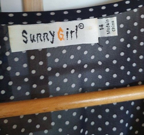 Sunny Girl Dress Sz 14 Black White Spots Pleats Elastic Waist EUC - Picture 2 of 7