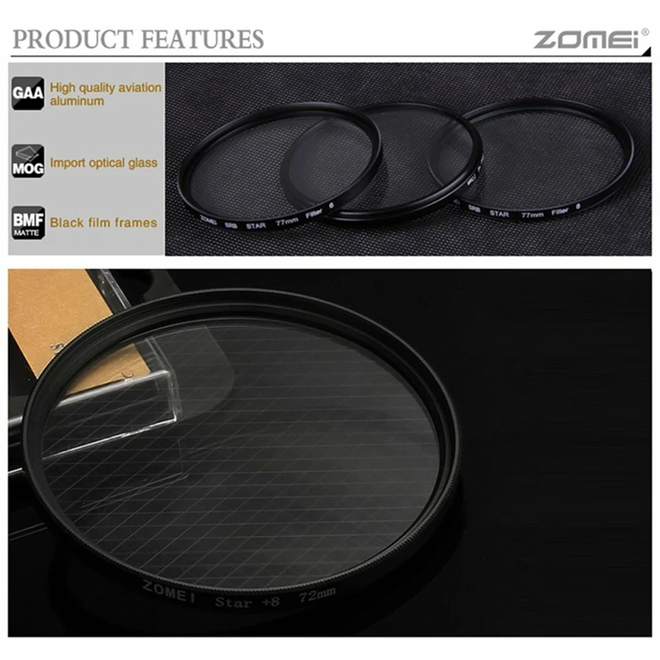 ZOMEI Night view Star Filter 4/6/8-Piont Filter Set 82mm For Canon Nikon DSLR - Image 3 of 4