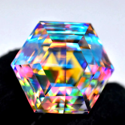 73 Ct Natural Mystic Topaz Rainbow Color Hexaygan Certified Loose Gemstone