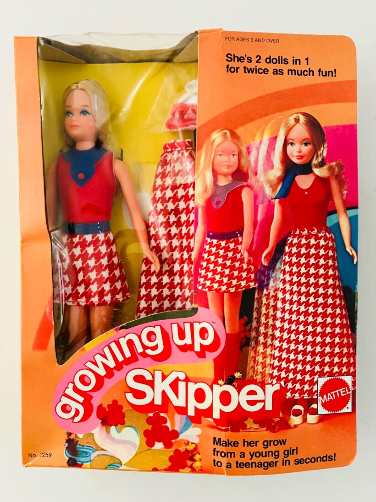 Rare 1974 Mattel Growing Up Skipper Mattel #7259 Box - As Seen in BARBIE  movie!