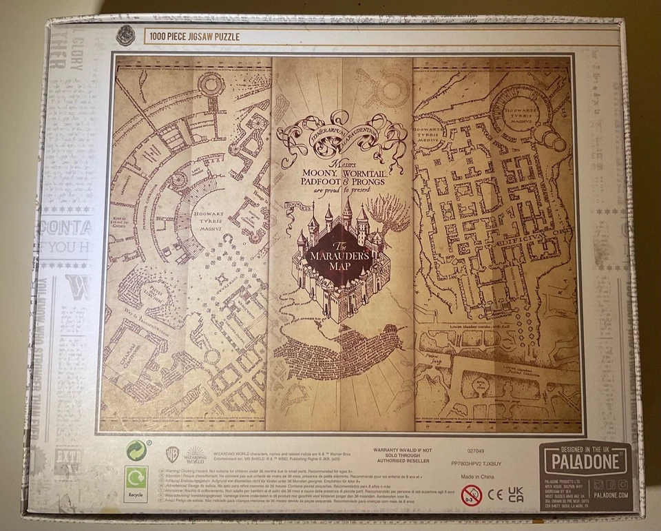 Rompecabezas de mapa de Harry Potter Los Merodeadores Paladone (1000 piezas) 24 pulgadas x 30 pulgadas Foto 3 de 4
