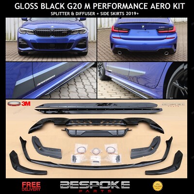 FÜR BMW G20 G21 3ER M PERFORMANCE KIT GLANZ SCHWARZ STYLE FRONTLIPPE BODYKIT