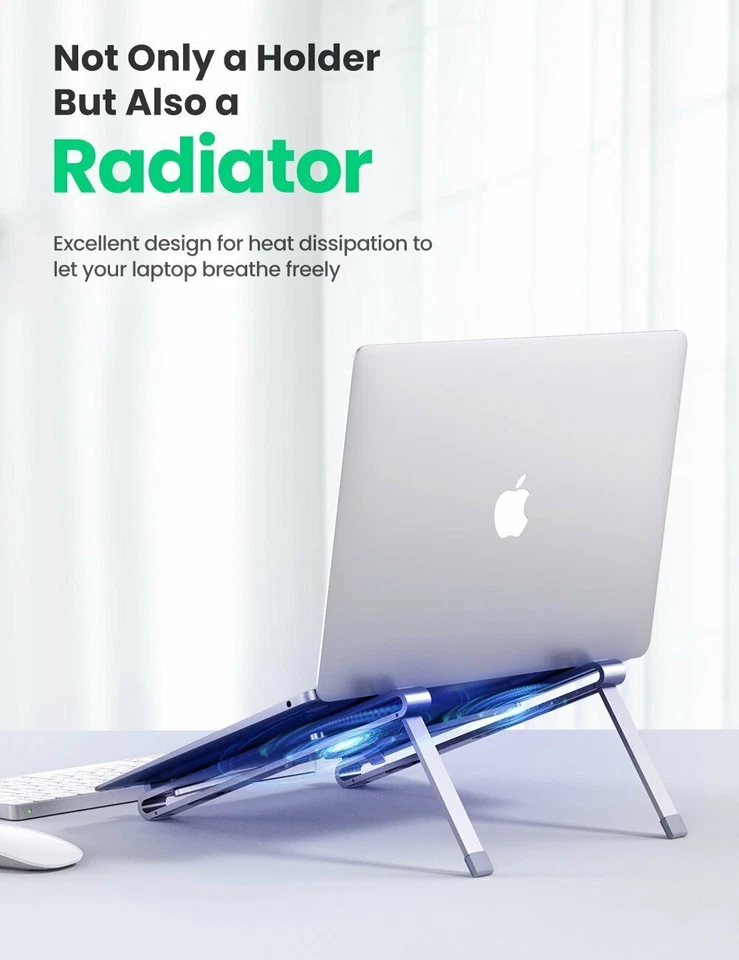 Foldable Aluminum 8" to 15" Laptop Stand Adjustable Table Portable Tray iPad - Image 4 of 4