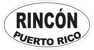 Rincon Puerto Rico Oval Bumper Sticker or Helmet Sticker D4137