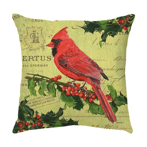 Cardinal Snow Branch Pillow Cover Winter Robin Bird Christmas Holly Cushion Case - Picture 52 of 88