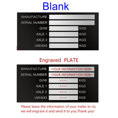 Blank or Engraved Aluminum Trailer Vehicle ID Plant VIN Chassis Plates Car Motor