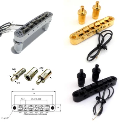 BLACK DOG MUSIC Tune-O-Matic Piezo Gitarrensteg-Pickup, in Chrom, Schwarz oder Gold