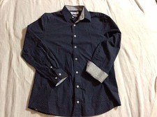 Nick Graham Men s Long Sleeve Button Up Flip Cuffs Size M Black With White Dots