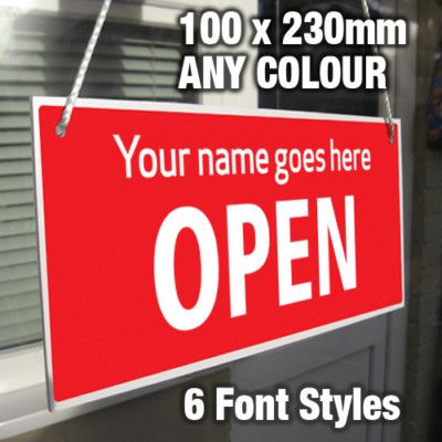 PERSONALISED CUSTOM MADE OPEN CLOSED HANGING SIGN, SHOP WINDOW/DOOR ...