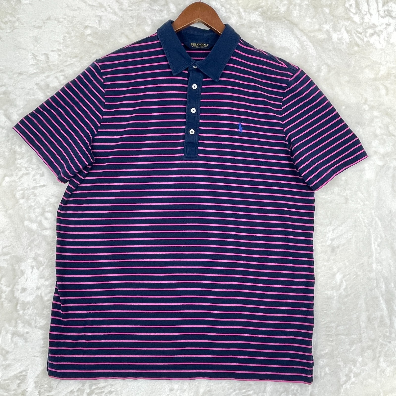 Ralph Lauren Polo Golf Camicia Uomo XL Pro Fit Rosa Blu Pima Cotone Pony 4 Bottoni