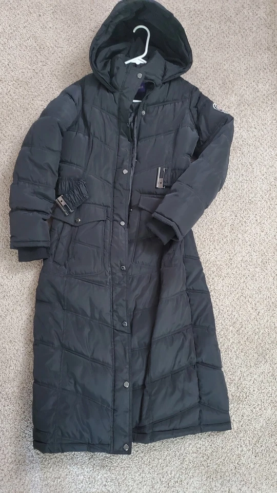 Abrigo largo de invierno pequeño MADDEN GIRL para mujer negro de piel sintética  Foto 2 de 4