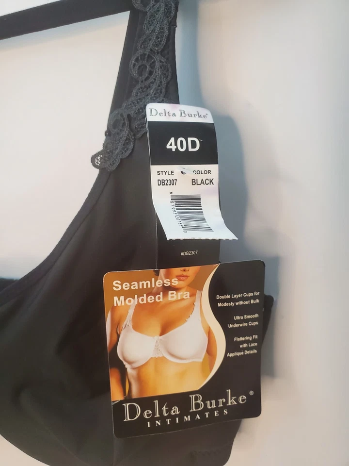 DELTA BURKE Black Floral Side Stays Full Coverage Underwire Cup Size 40D - Image 3 of 4