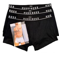 HUGO BOSS MENS BOXERS TRUNKS 3 PACK BLACK/ BLACK/ BLACK CLASSIC FIT S - 2XL UK