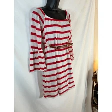 NWT Va Va by Joy Han Striped Red White Bell Sleeve Off Shoulder Dress Nautical