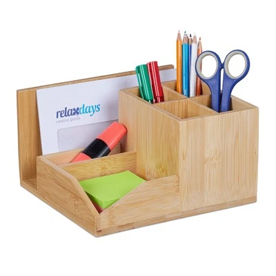 RELAXDAYS Schreibtisch organizer Stiftebox 7 Fächer Naturholz Büro-Organizer Stiftehalter