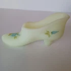 Fenton Custard Uranium Glass Slipper Signed Shoe