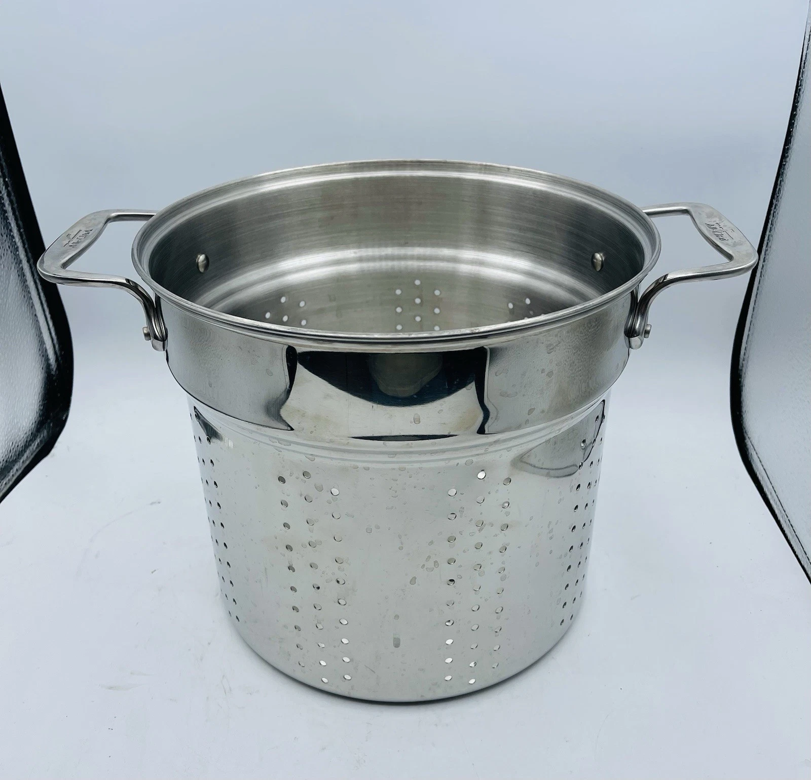 All Clad Pasta Strainer Insert Colander Stainless Steel 9.”H X 10.5” W