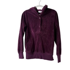 Daniel Buchler Fleece Hoodie Womens S Purple Snap Neck Plush Loungewear Pullover