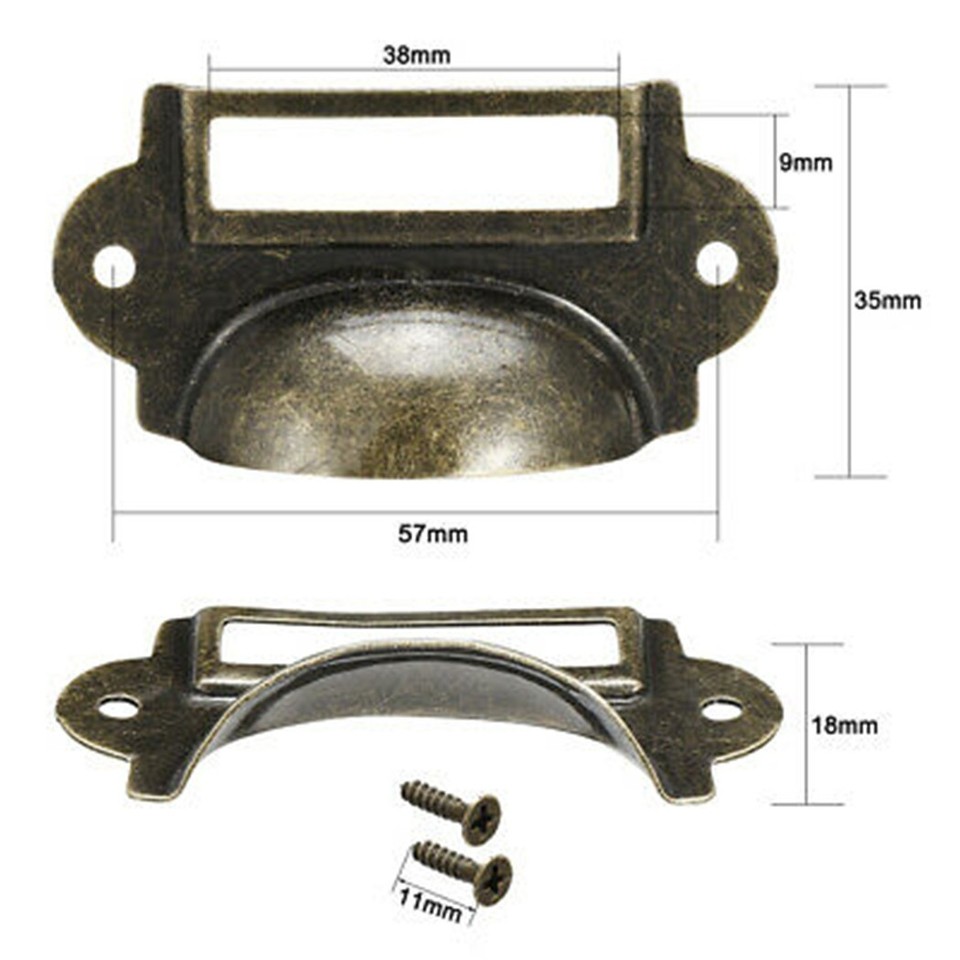 12pcs Antique Brass Metal Label Pull Frame Handle File Name Card Holder For Furniture Cabinet Drawer Case P 1012081 - View #6