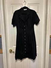 H By Halston Button Up Black Dress Size 10