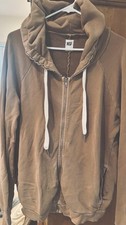NSF Tan hoodie with front zipper drawstring hood long sleeves p Small