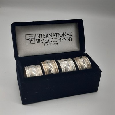 Vintage International Silver Company Serviettenringe 4er Set versilbert verpackt
