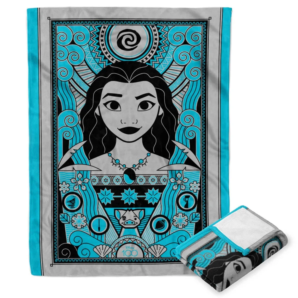 Disney D100 Art Deco Moana Cozy Fleece Blanket