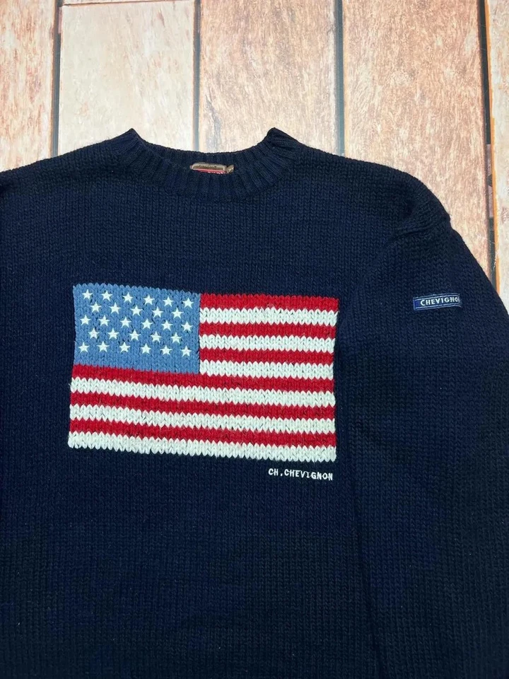 Vintage Chevignon USA Flag Knitted Sweater - Image 2 of 4