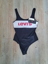  Levi's Black Swimming Costume Swimsuit Bnwt UK S New Lycra Teddy 
