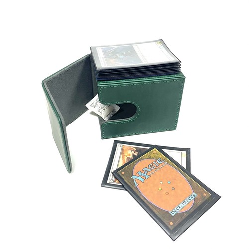 Premium Card Deck Box 100+ Toploading Green color Magnetic Hard Case Protection - Picture 6 of 6
