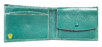 Rolex   Portemonnaie Vintage Ocean Green Leather Luxury Wallet New NOS 1980s